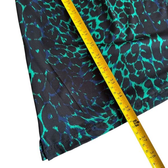 BCBGMaxAzria Leopard Print Mini Dress Sz.S Black Green Animal Print Cowl Neck - Picture 7 of 13